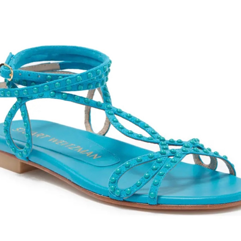 Stuart Weitzman Turquoise Strappy Sandals